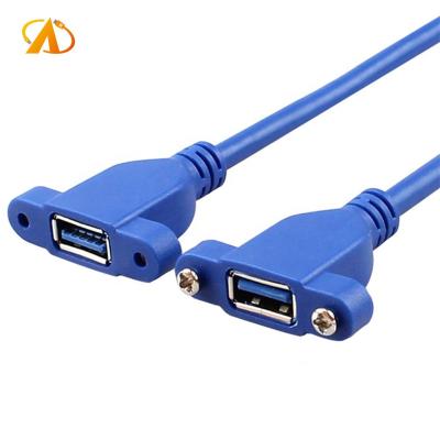 China COMPUTER USB 3.0 Panel Mount Cable Dual Female to Female 30CM Mounting USB 3.0 Extension Cords with Screw Hole for Computer, DIY for sale