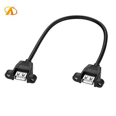 China COMPUTER USB 2.0 Type A Female To Type A Female USB 2.0 Extension Cable With Dual Screws Panel Mount (Foil+Braided) Shielded 30cm 50cm for sale