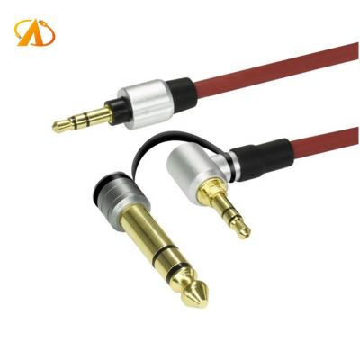 China Car Angled 3.5mm To 6.35mm Cable 6FT Gold Plated Replacement Audio Cable Earphone Tie Down PU Spring Audio Cable for sale