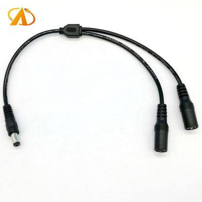 China Industrial DC Power Splitter Cable 1 to 2 Barrel Plug 5.5mm x 2.1mm for CCTV Cameras LED Strip Light Jewelry LED Lamp Monitoring Cable for sale