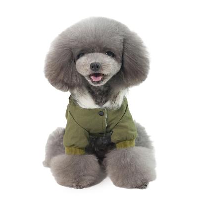 China Customized Stocked Fur Hoodie Thicken Double Pocket Industrial Style Dog Jacket Coat Suit Winter Warm Dog Clothes for sale