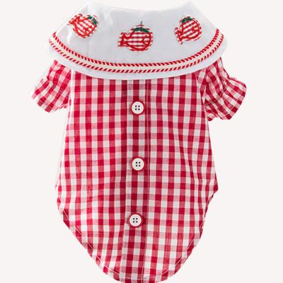 China Spring Summer Sustainable Dog Shirt Pet Striped Top For Dog Clothes Puppy Vest Coat Pet Clothing Small Plaid Shirt for sale