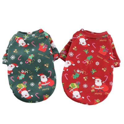 China Best Stocked Selling Quality Pet Christmas Clothes Plus Velvet Printing Pet Clothes Costume Fashion Dog Sweater Dog Winter Clothes for sale