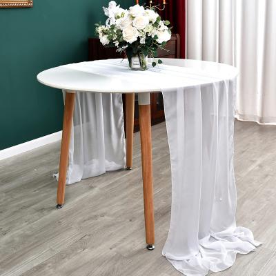 China Durable White Chiffon Table Runner For Fancy Wedding Banquet Party Event Home Table Decor Cloth Simple Modern Reusable Custom Table Flag for sale