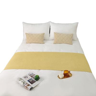 China Disposable Modern Yellow Jacquard Bed Flag Commercial Hotel Bedding Scarf Custom Bedspreads Coverlets Decorative Bed End Towel Bed Runners for sale