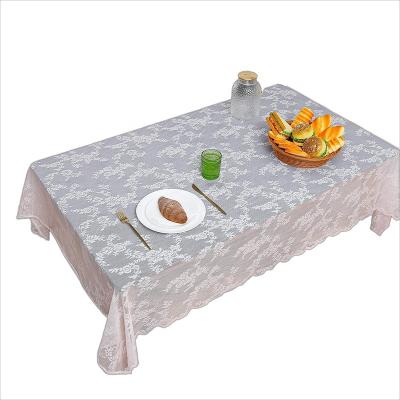 China Waterproof Pink Rectangular Table Cloth With Warp Knitting Customized Home Decor Floral Pattern Tablecloth Party Square Dining Table Cover for sale