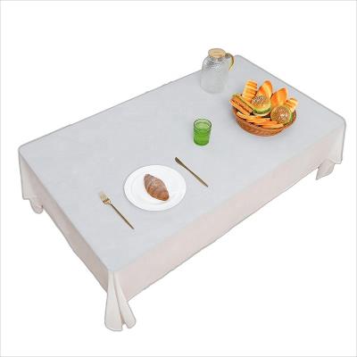 China Disposable Party Tablecloths With Folded Hem Modern White Lightweight Thin Tencel Silk Rectangular Table Cloth Wedding Dining Table Cover for sale