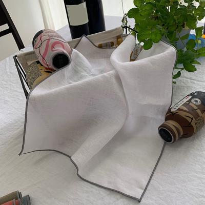 China Disposable White Lockstitch The Border Napkin Cotton Linen Napery For Banquet Wedding Hotel Table Decor Cloth Durable Custom Dinner Napkins for sale