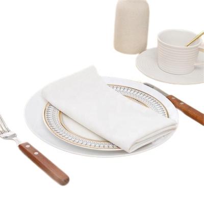 China Disposable Table Napkins White Polyester Cotton Wholesale Restaurant Square Tea Towels Home Dinner Table Cloth Handmade Washable Napkin for sale