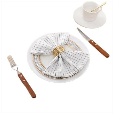 China Disposable Square Cloth Napkins Wholesale 100% Cotton Handmade Party Table Cloths Durable Washable Striped Christmas Placemat and Napkin for sale