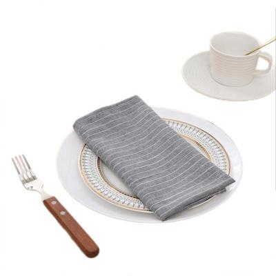 China Disposable Striped Napkins For Wedding Wholesale Square Cotton Table Cloth Handmade Washable Dinner Plain Christmas Placemats And Napkins for sale