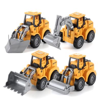 China Friction Toy Amazon Hot Selling 4 Mixed Construction Trucks Push And Go Plastic Car Model Toy Truck Play Set For Kids for sale