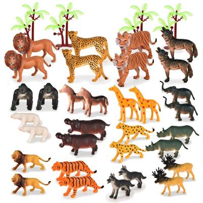 China New PVC PVC Figures Plastic Animal Toy Set With 36pcs Tree for sale