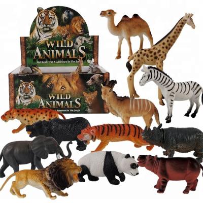 China 12 12 Pcs 6 Inch Plastic Wild Animal Toys Set For Kids for sale