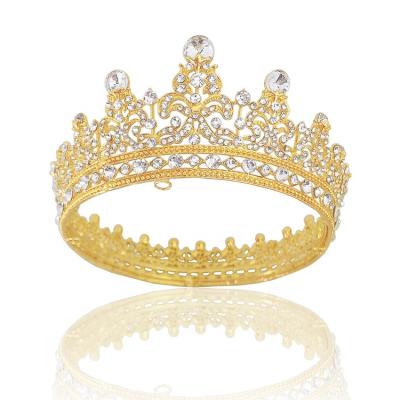 China Men Women Pageant Prom Tiara Zinc Alloy Hair Ornaments Wedding Hair Jewelry Accessories Crown Vintage Crystal Tiaras Royal Queen King for sale