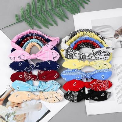 China New Women Hair Accessories Print Suede Chiffon Elastic Headbands Vintage Soft Solid Cross Knot Hairbands Bandanas Girls Hair Bands for sale