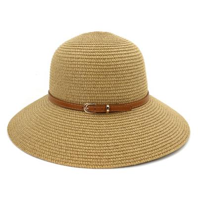 China Formal Beach Jazz Fedora Straw Hats For Women Summer New Arrival Fashion Sun Hat Belt Decoration Striped Stylish Men Ladies for sale