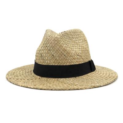 China Classic Men Straw Fedora Panama Hat Jazz Trilby Women Hat Cap Sombrero Summer Beach Sun Hat Male Cool Striped Sun Hat for sale