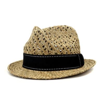 China Adult Lifeguard Seagrass Straw Knitted Newsboy Panama Hat Beach Cap Summer Men Women Striped National Style Large Size for sale