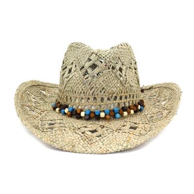 China New Arrival Fashion Men Women Striped Spring Western Cowboy Straw Hats For Father Gift Big Brim Summer Travel Outdoor Sun Protection for sale