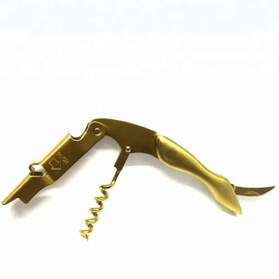 China Elegant High Quality Golden Stainless Steel Sommelier Knife Corkscrew Wine Opener for sale