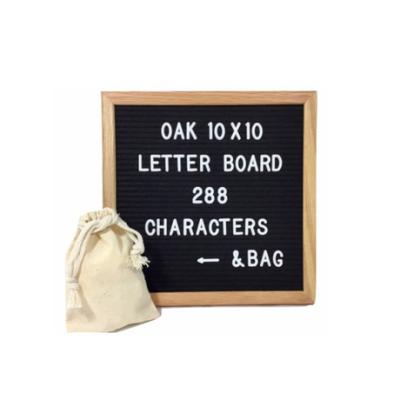 China Oak Frame+felt+plastic factory price 10 x 10 oak wood frame felt letter board with plastic letters for sale