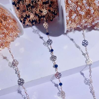 China DIY Jewelry Accessories Hot Sale Pure Copper Bright Color Maintaining 4mm Crystal Manual Chain for sale