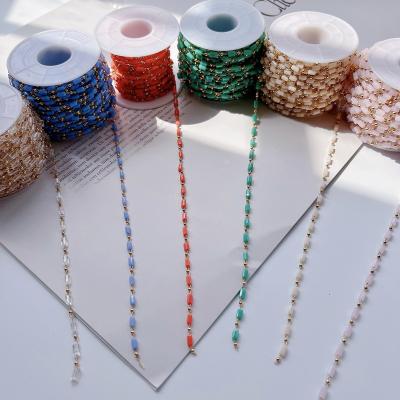 China 2023 DIY Bead Hand Crystal Copper Chain Jewelry Accessories Environmentally Friendly Colorful Crystal Soft Column Long Chain for sale