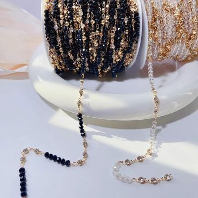 China DIY Environmental Friendly Hot Selling Clothing Accessories Thickened Copper Electroplating Color Preserving Black And White Crystal Hand Chain for sale