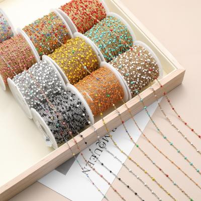 China Hot Selling Environmentally Friendly Stainless Steel Oil Drip Cross String Beads Clip Bead Chain DIY O-Shaped Manual String for sale