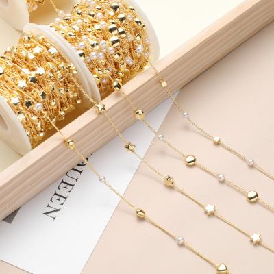 China Hot Selling Environmentally Friendly Copper Plated Pearl Chain DIY Necklace Accessories Handmade Jewelry for sale