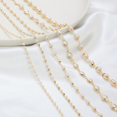 China Hot Selling Environmental Friendly Copper Plated 18K Color Preserving Genuine Gold DIY Necklace Bracelet 6mm Manual Bead Chain for sale