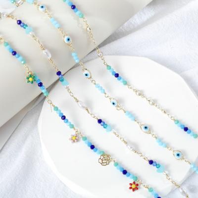 China Environmentally Friendly Hot Selling DIY Necklace Pearl Oil Material Green Stone Crystal Dripping Beads Separated Loose Beads Chain for sale