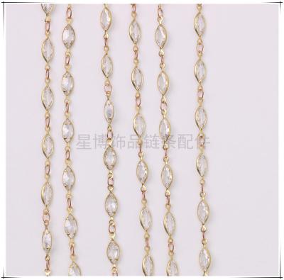 China Jewelry 2022 Diamond Chain DIY Environmentally Friendly Pure Copper Transparent Coating Jewelry Chain Jewelry Materials and Accessories for sale