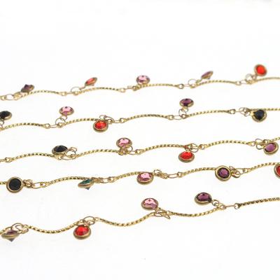 China Environmentally Friendly Popular Imitation Crystal Glass Zircon Hand Chain Copper Chain for sale