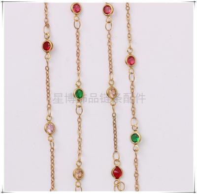 China Environmentally Friendly Popular Accessories Gold Chain DIY Copper Color Rhinestone Manual Accessories Materials for sale