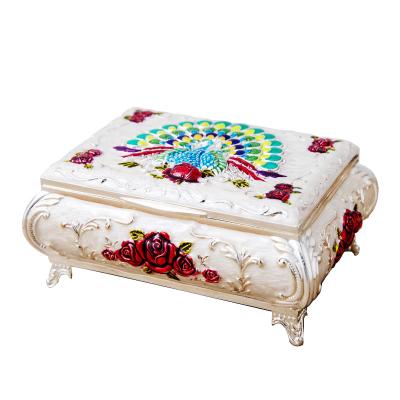 China Stylish Colorful Peacock Jewelery Box Jewelery Storage Zinc Alloy Classy Storage Box For Jewelery Storage for sale