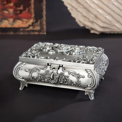 China European Zinc Alloy Jewelry Storage Organizer Simple Design Retro Style Jewelry Storage Box Jewelry Storage Box for sale