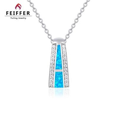 China Wholesale FASHIONABLE Pave CZ Fine 925 Jewelry Irregular Shape Silver Blue Opal Pendant for sale