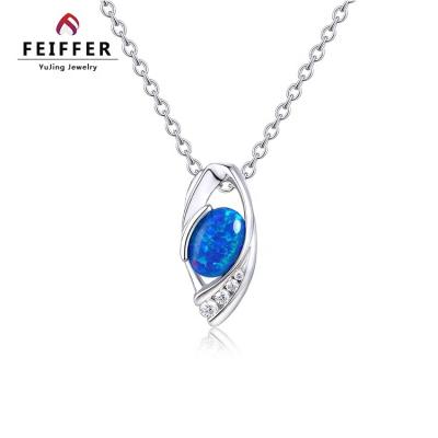 China Cute Item Promotion Women's Synthetic Created Silver Blue Opals Eye Opals Jewelry 925 Pendant for sale