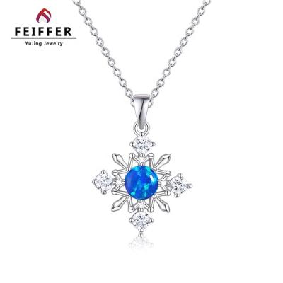 China Pretty Romantic Blue Opal Snowflake Lab Silver Pendant Custom Jewelry For Gift for sale