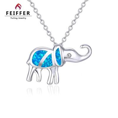 China Beautiful Fashion Cute Animal Jewelry 925 Silver Blue Opal Elephant Pendant for sale