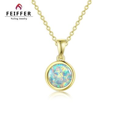 China Simple / Classic New Arrival 925 Sterling Silver Small Round Opal Pendant Charm for sale