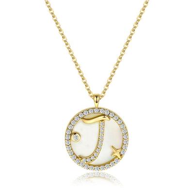 China Modern Hiphop CZ Initia Letter Pendants Necklace 925 Sterling Silver Simple Lighting Pendant Necklace For Ladies for sale