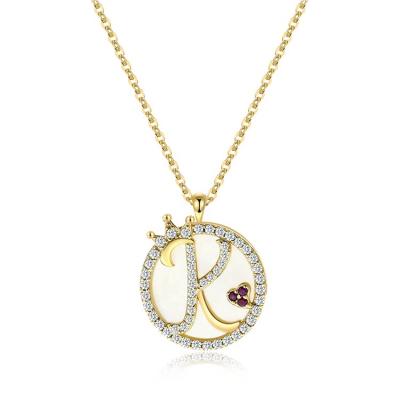 China Office Newcomer Iced Out Letter Pendants Necklace Sterling Silver/CZ Initia Hip Hop Pendant Jewelry Career Hanging Pendant For Ladies for sale