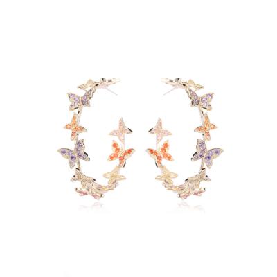 China Fashion Trendy Colorful Abundant Butterfly Large Brass Stud Earrings For Woman for sale