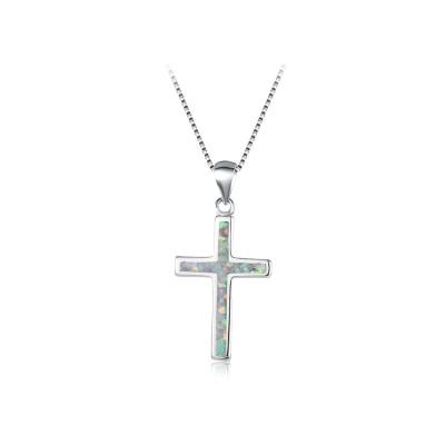 China Other New Design Cross Opals Women Accessories Brass Fine Jewelry Necklace for sale