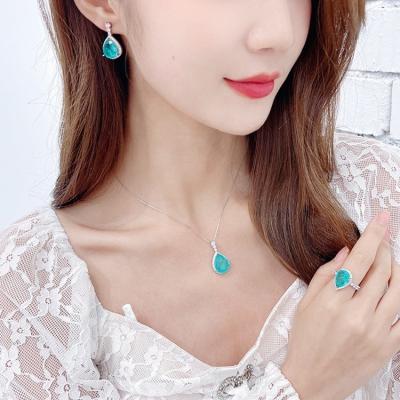 China High End Emerald Necklace For Gift Lab Grown Gemstone Romantic Custom Tear Drop Chains Brass Pendant for sale