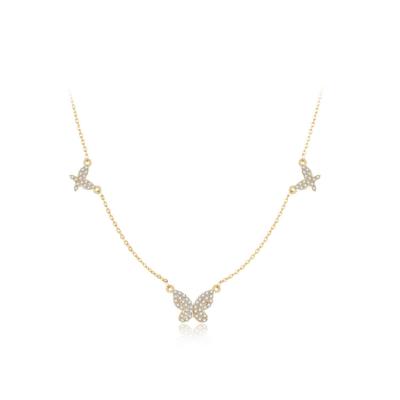 China Fashionable Design Romantic Butterflies Wholesales Elegant Necklace Pave CZ Fashion Brass Jewelry for sale