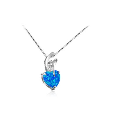 China Custom Romantic Gemstone Jewelry Gift Top Quality Handmade Rhodium Plated Brass Heart Necklace For Woman for sale